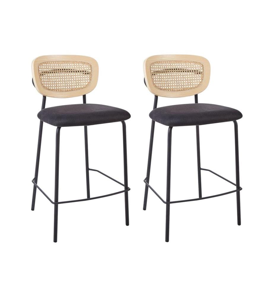 Set mit 2 Barstühlen MAYETTA Rattan Schwarz