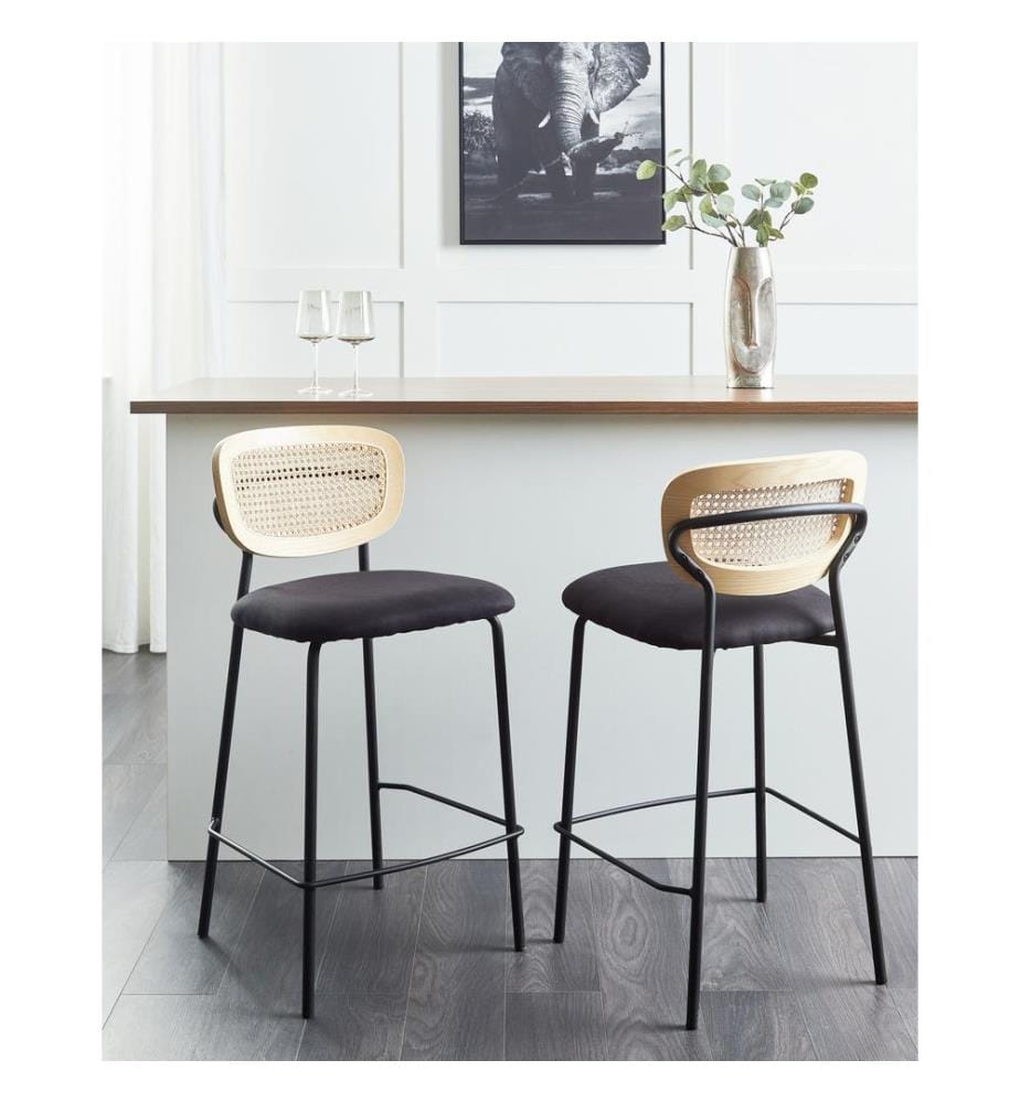 Set mit 2 Barstühlen MAYETTA Rattan Schwarz