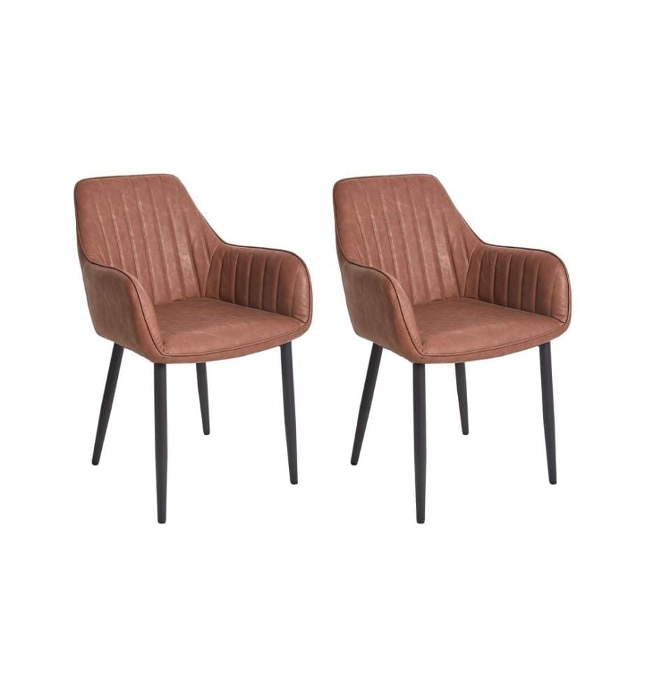 Esszimmerstuhl 2er Set WELLSTON Kunstleder Braun