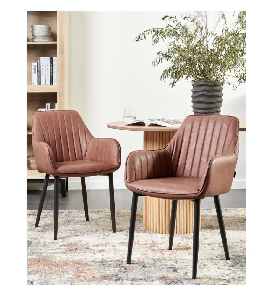 Esszimmerstuhl 2er Set WELLSTON Kunstleder Braun