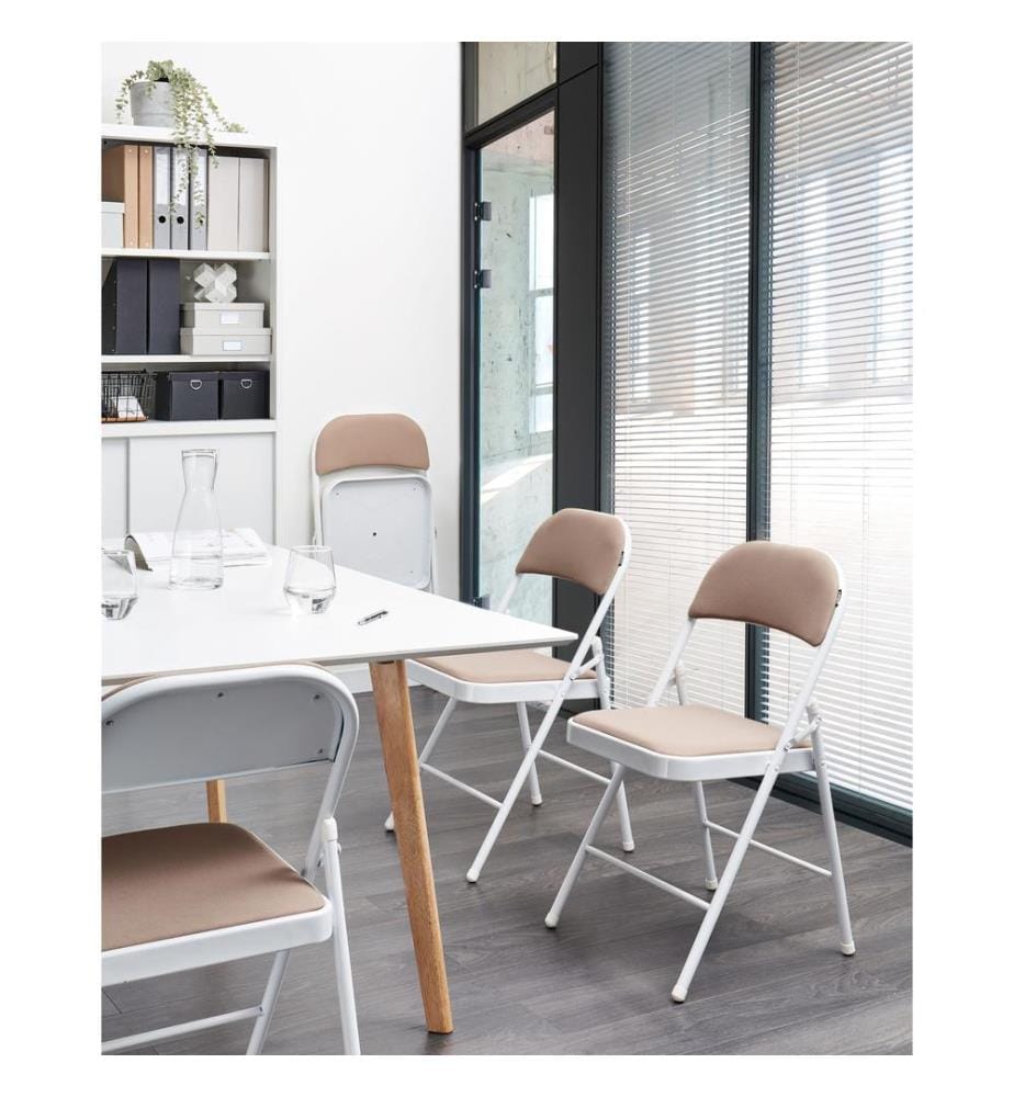 Klappstuhl 4er Set SPARKS Metall Beige / Weiss