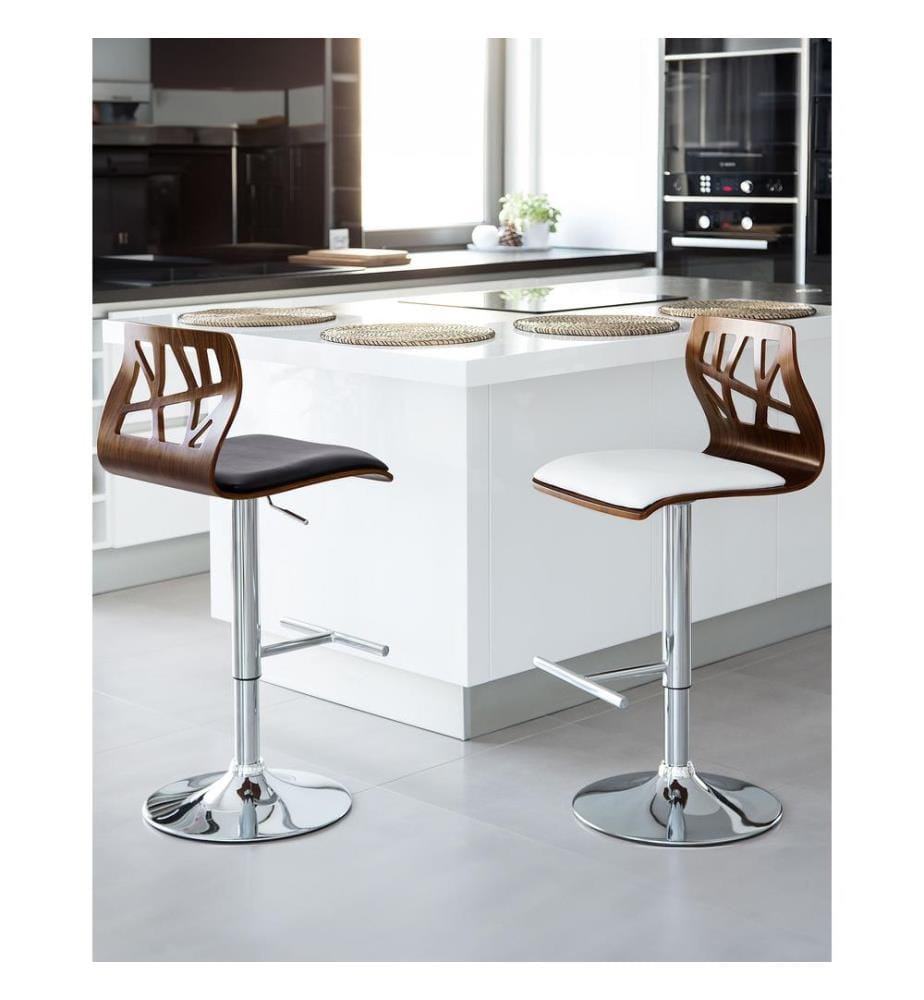 Set mit 2 Barstühlen PETERSBURG Kunstleder drehbar Weiss / Silber