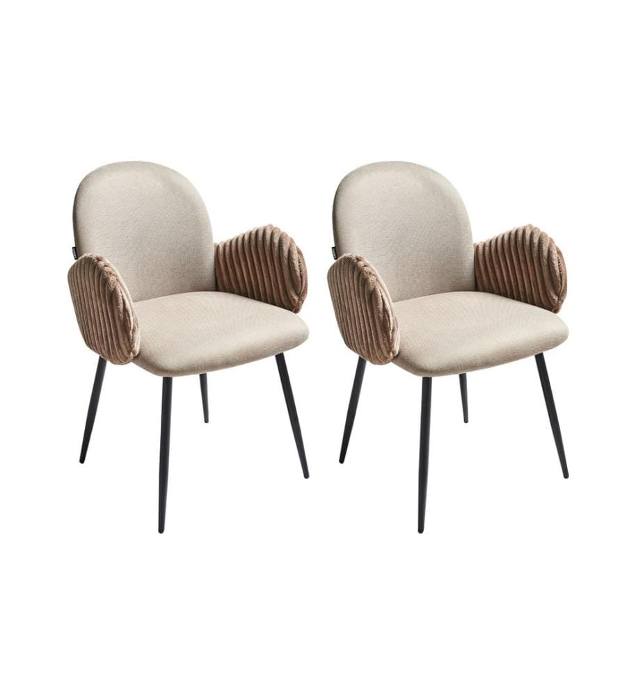 Esszimmerstuhl 2er Set AMITY Stoff Taupe
