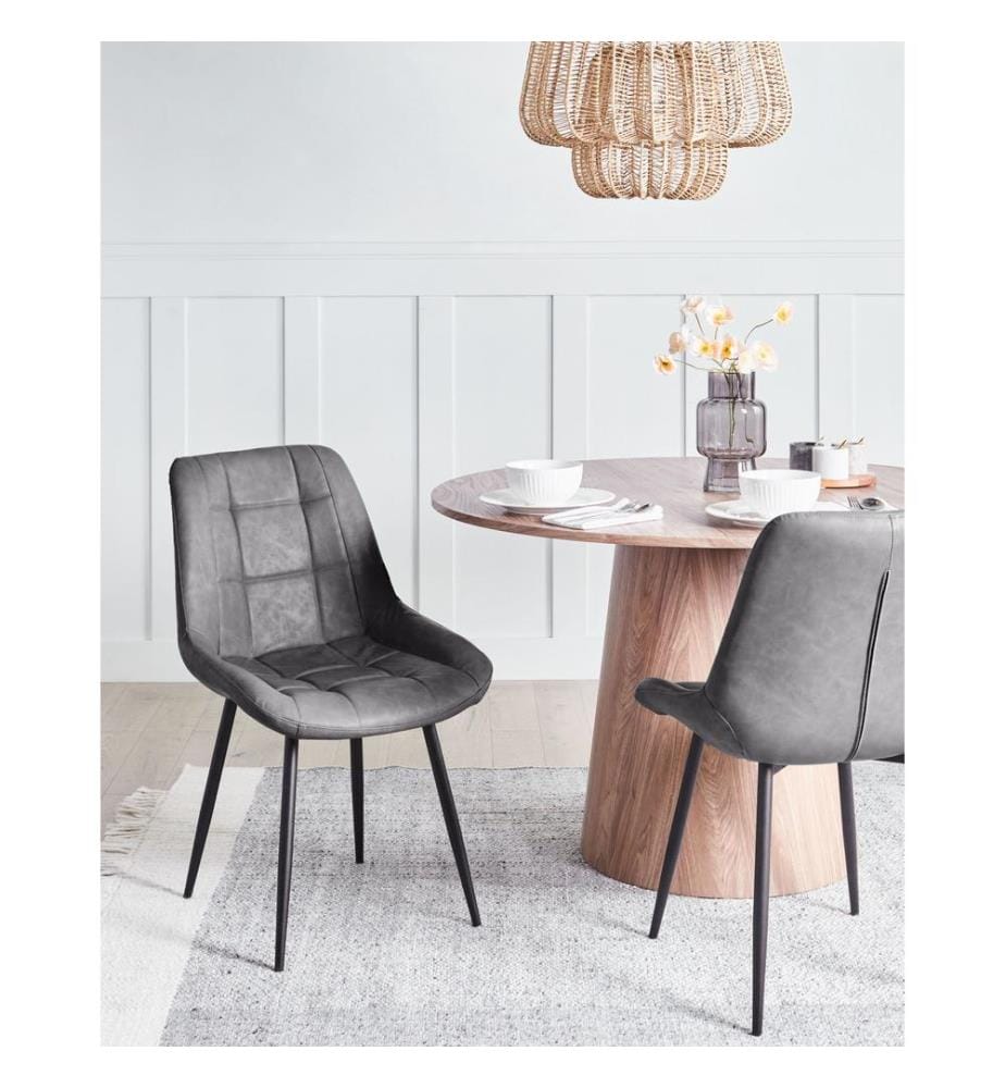 Esszimmerstuhl 2er Set MELROSE Kunstleder Grau