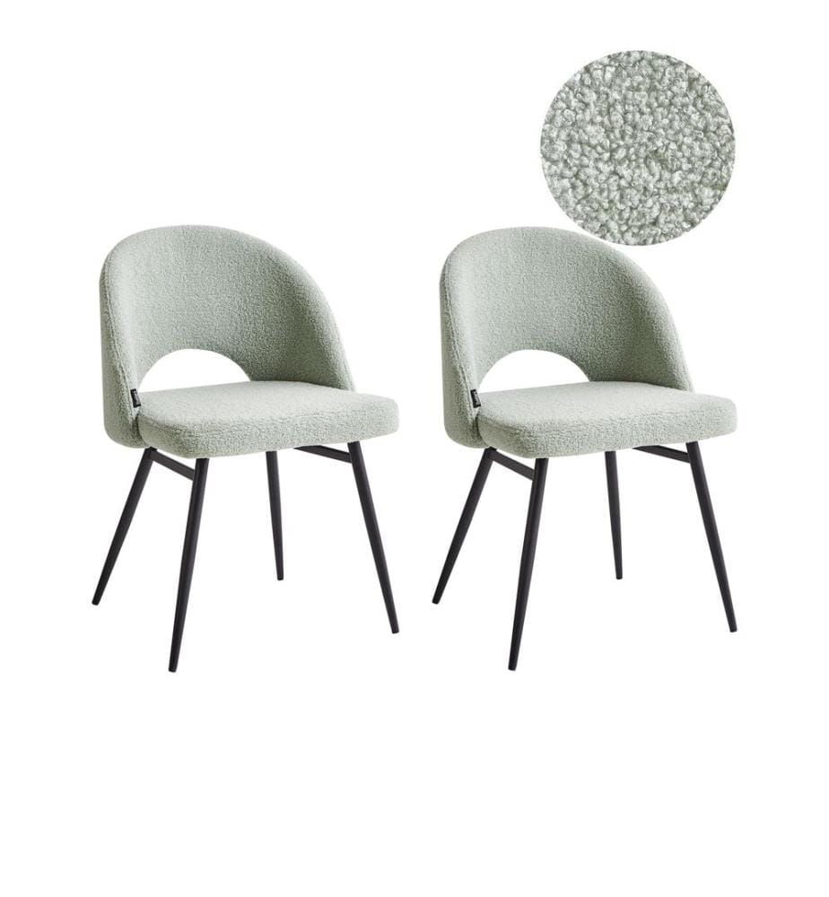 Esszimmerstuhl 2er Set ONAGA Bouclé Hellgrün
