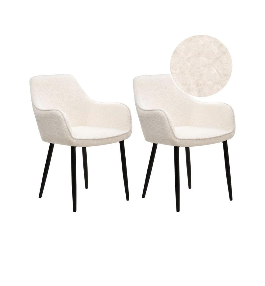 Esszimmerstuhl 2er Set ALDEN Bouclé Weiss