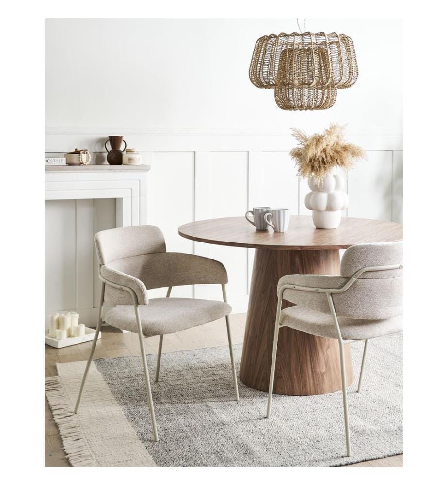 Esszimmerstuhl 2er Set PAONIA Chenillegewebe Hellbeige