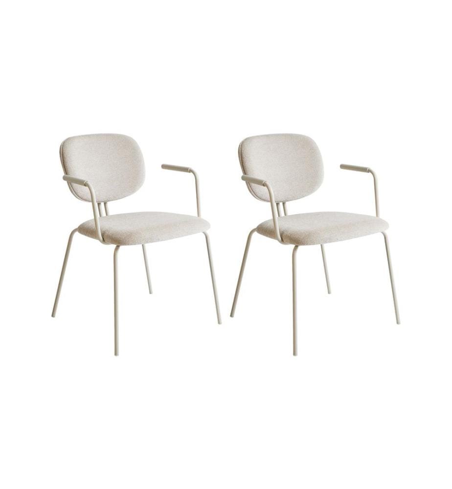 Esszimmerstuhl 2er Set CARILLE Chenillegewebe Hellbeige