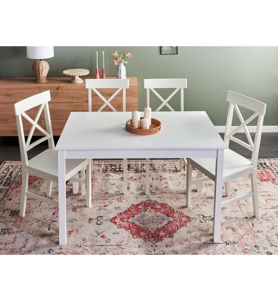 Esstisch BARLEE Weiss 120 cm 75 cm Pappelholz