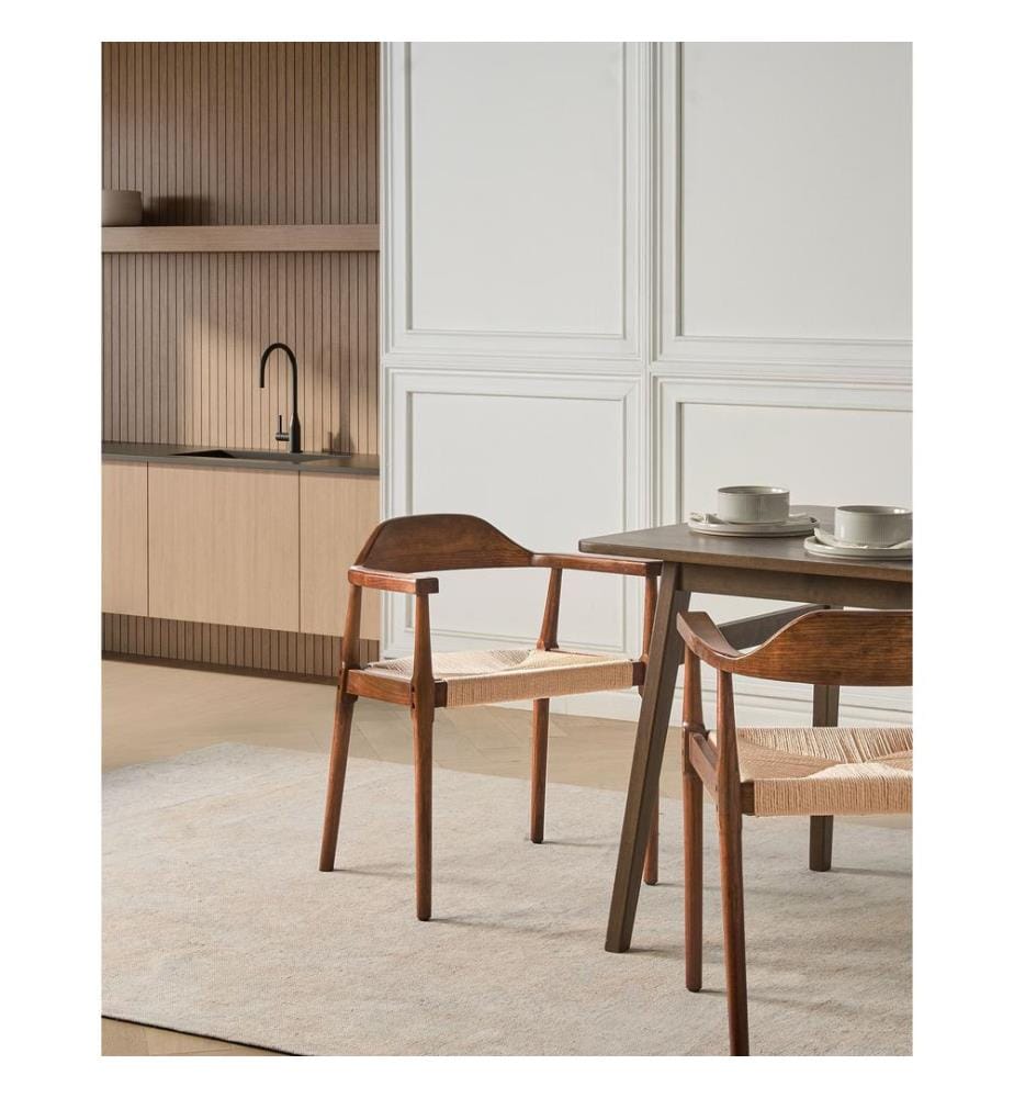 Lot de 2 chaises de salle à manger OAKDALE Bois Marron foncé/beige