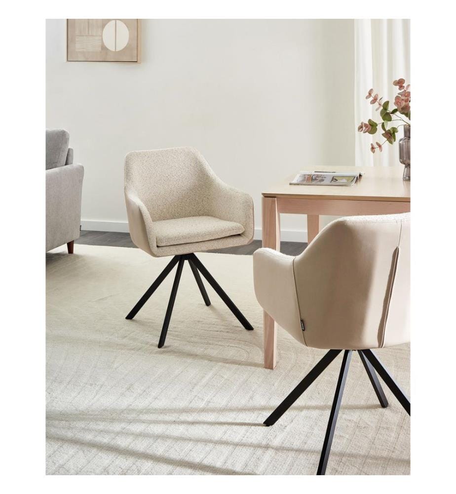Esszimmerstuhl 2er Set LITHIA Bouclé Hellbeige