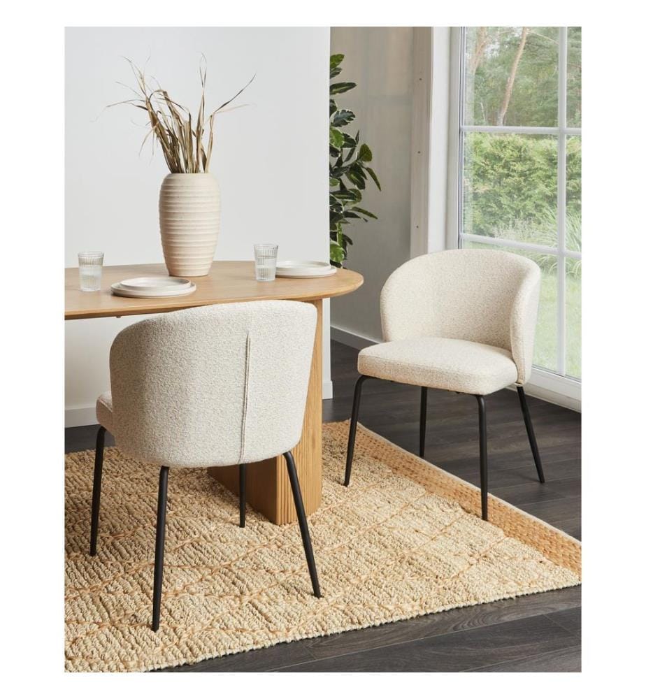 Esszimmerstuhl 2er Set ZANA Bouclé Hellbeige