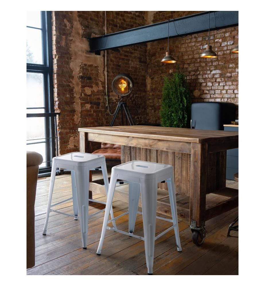 Lot de 2 tabourets de bar CABRILLO Métal Blanc