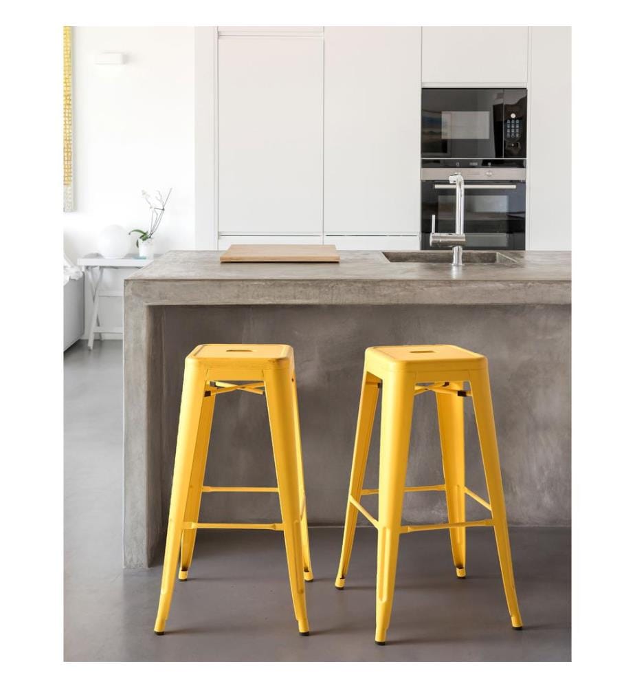 Lot de 2 tabourets de bar CABRILLO Métal Jaune