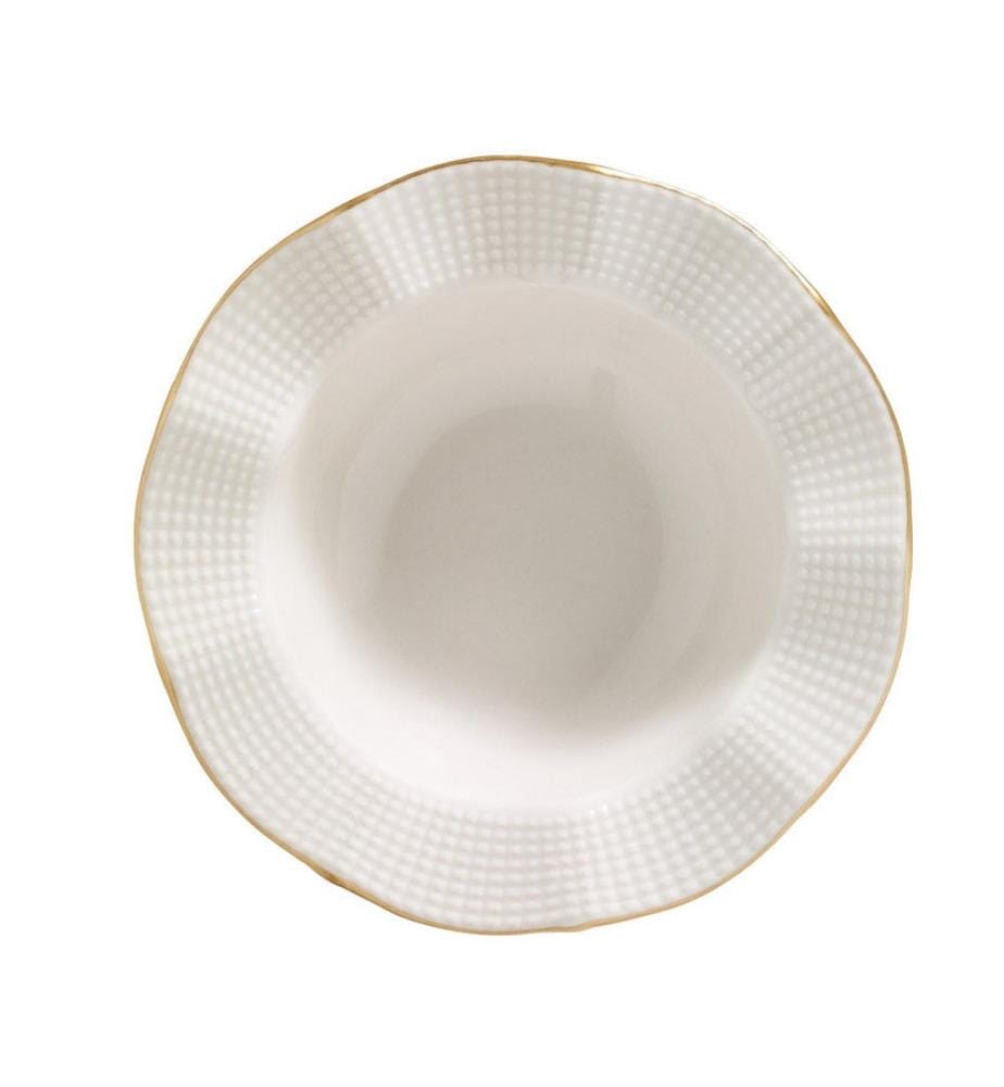 Service de Table 24 Pièces en Porcelaine - Crème et Or