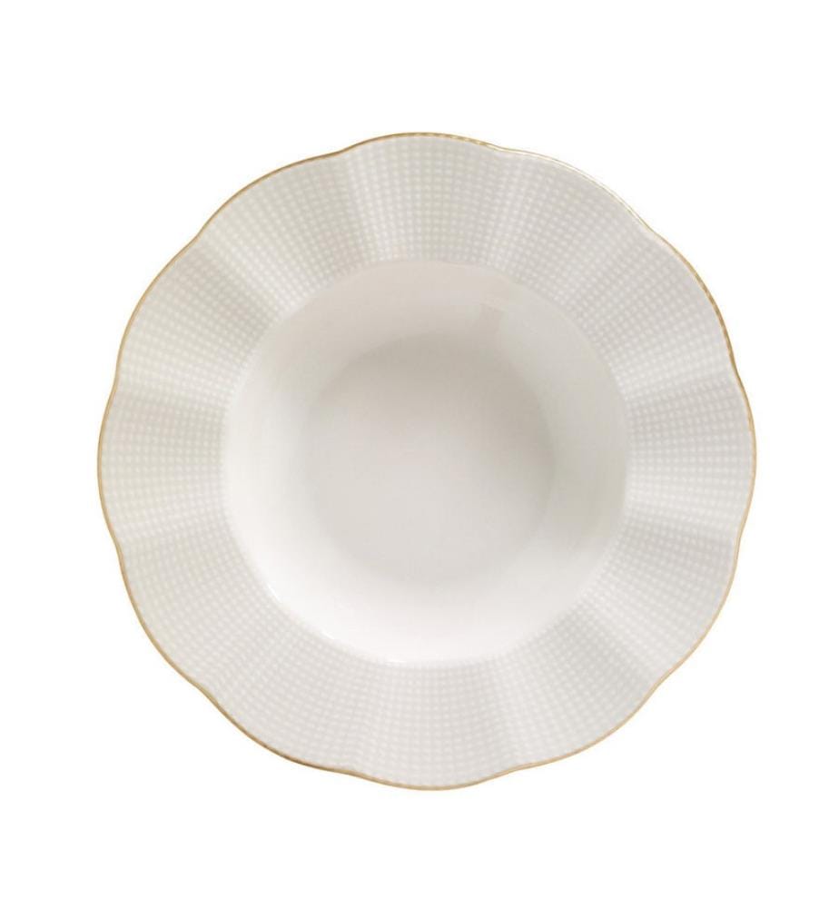 Service de Table 24 Pièces en Porcelaine - Crème et Or