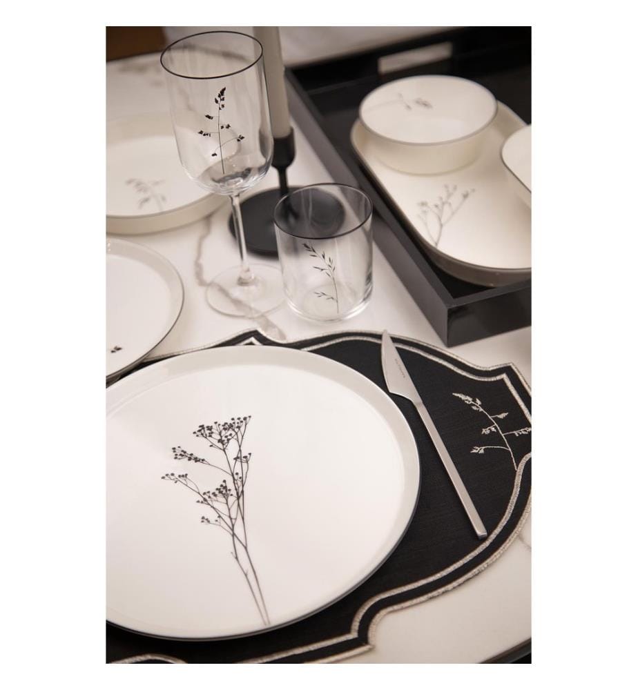 Service de Table 27 Pièces en Porcelaine - Blanc et Noir