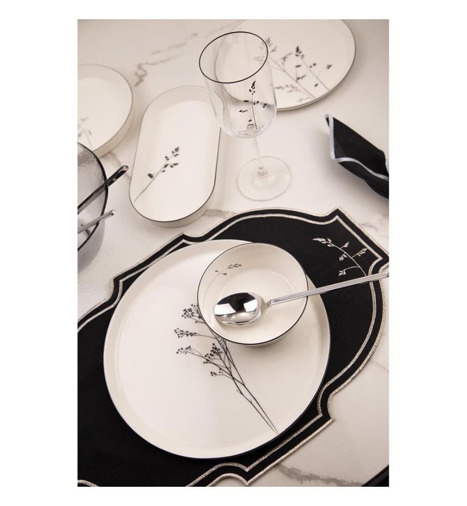 Service de Table 27 Pièces en Porcelaine - Blanc et Noir