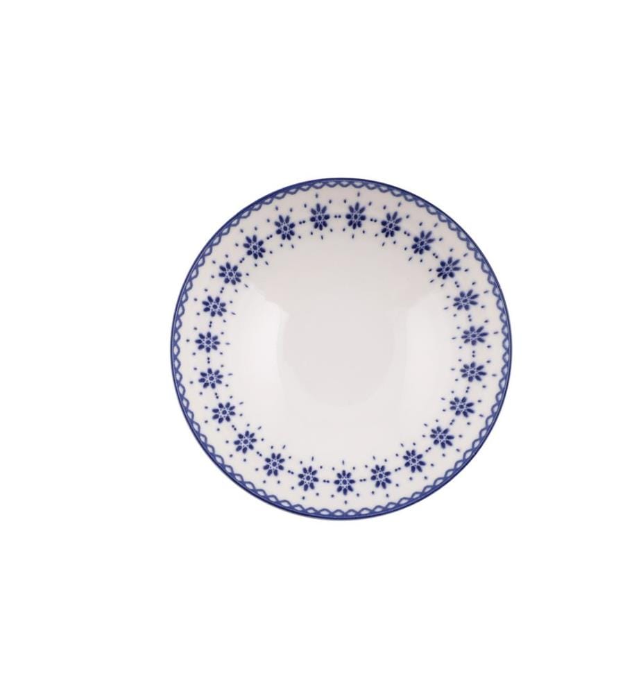 Service de Table 24 Pièces en Porcelaine - Blanc et Bleu