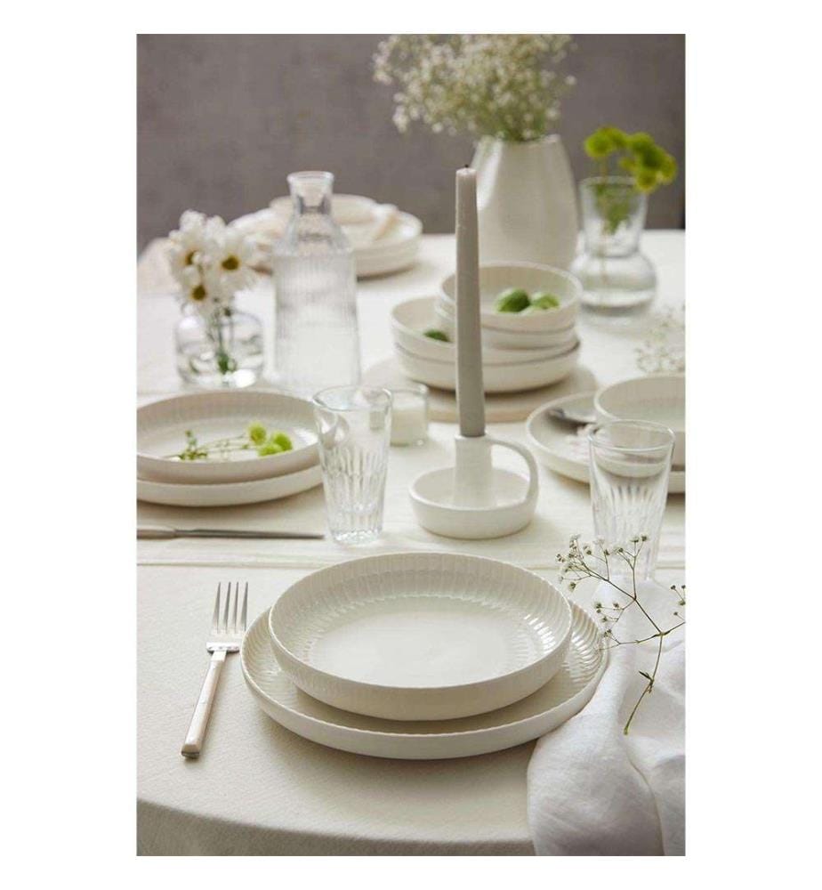 Service de Table 18 Pièces en Porcelaine - Blanc
