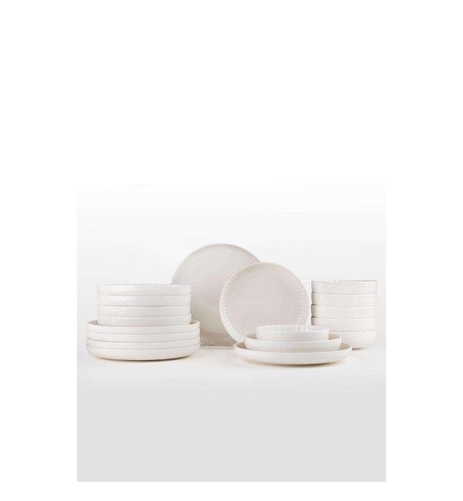 Service de Table 18 Pièces en Porcelaine - Blanc