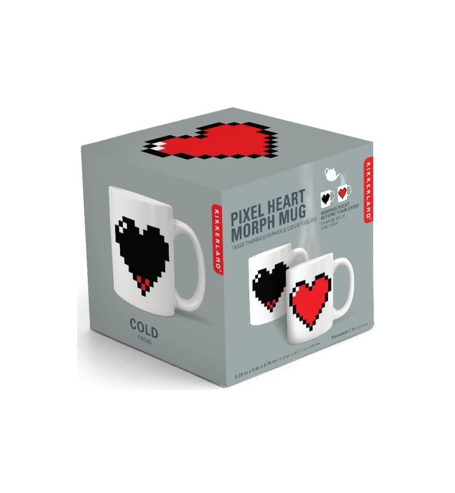 KIKKERLAND - Tasse à café Coeur de pixel avec changement de couleur
