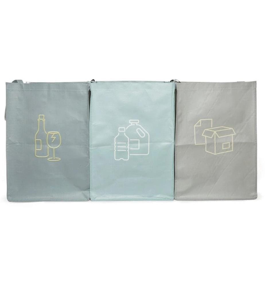 KIKKERLAND - Sac de recyclage OR111 3 pièces, Brun/Gris/Vert