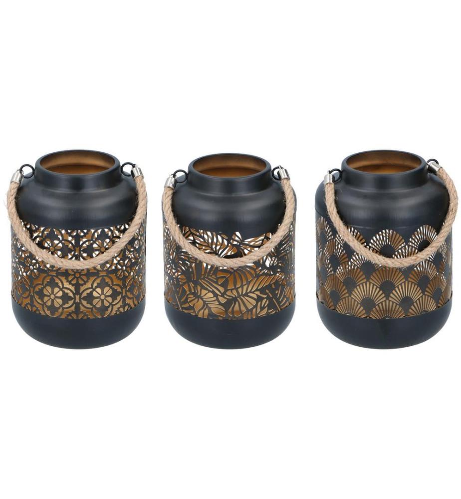 Arti Casa Windlicht 17 cm, Schwarz/Gold, assortiert