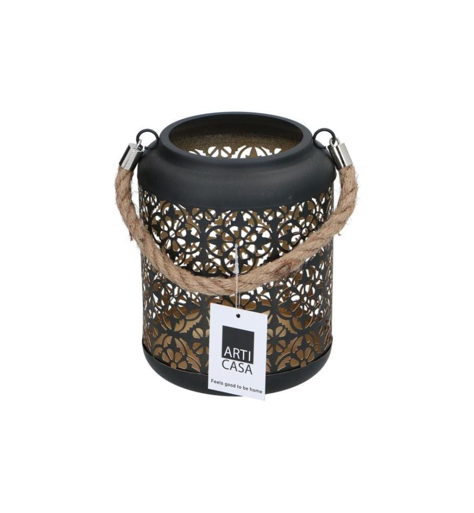 Arti Casa Windlicht 17 cm, Schwarz/Gold, assortiert