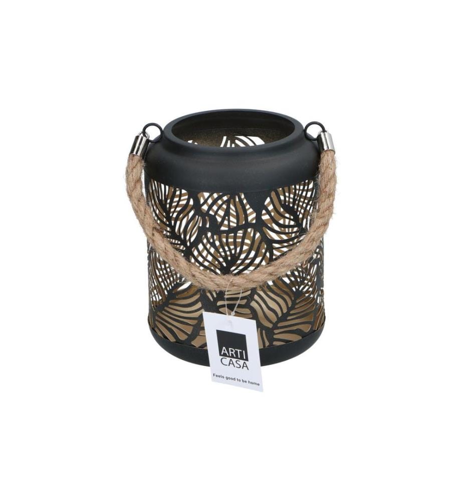 Arti Casa Windlicht 17 cm, Schwarz/Gold, assortiert