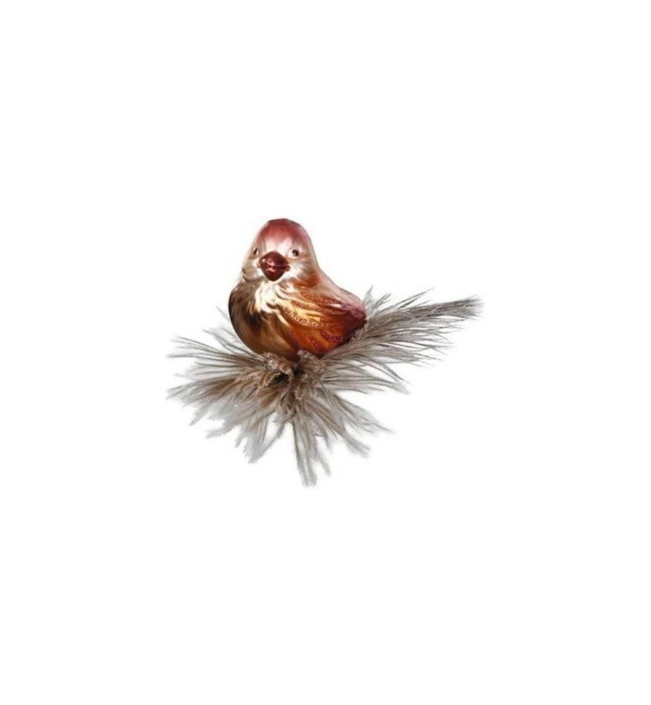 Inge Glas Manufaktur Weihnachtsschmuck Fipsi Vogel 7 cm, Braun
