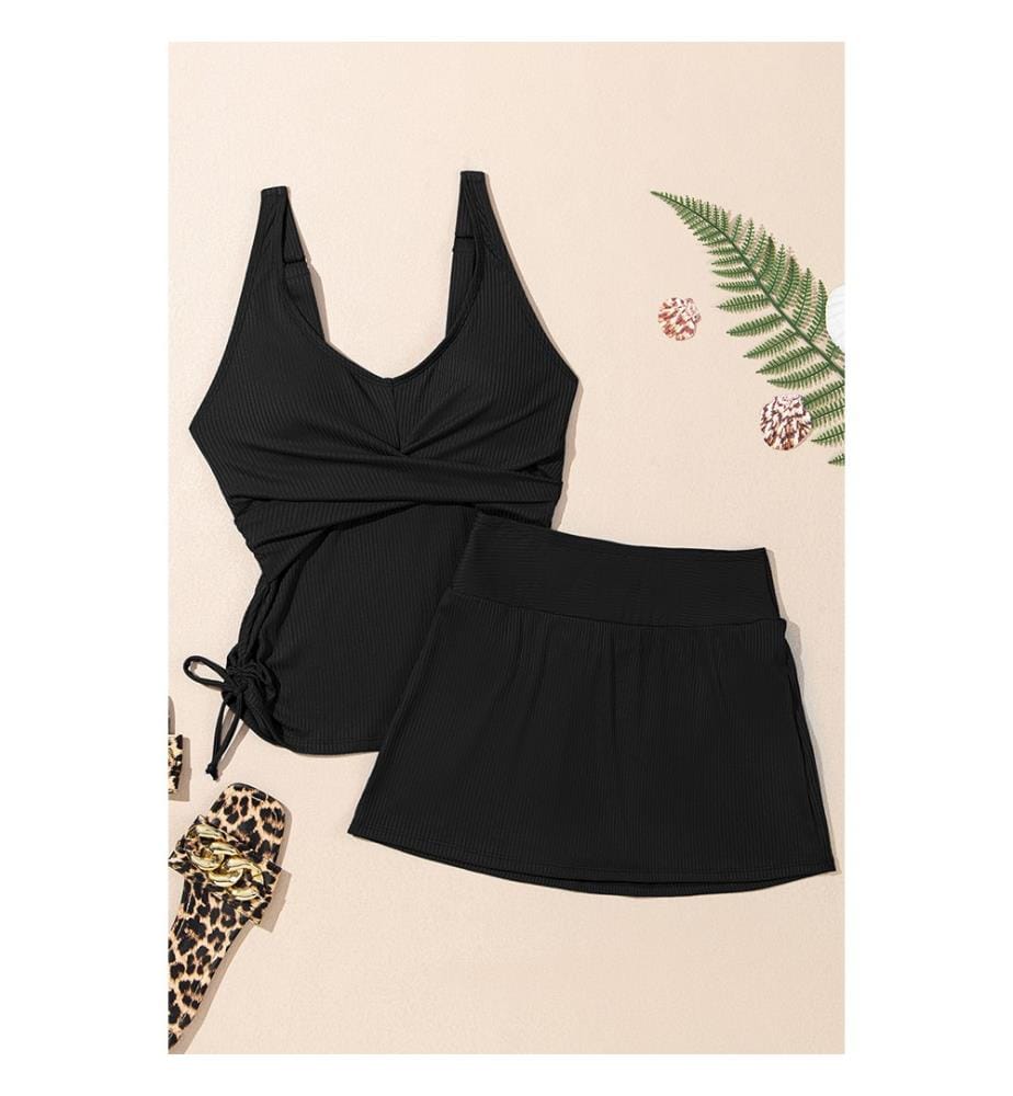 Completo tankini con gonnellina-shorts - Nero
