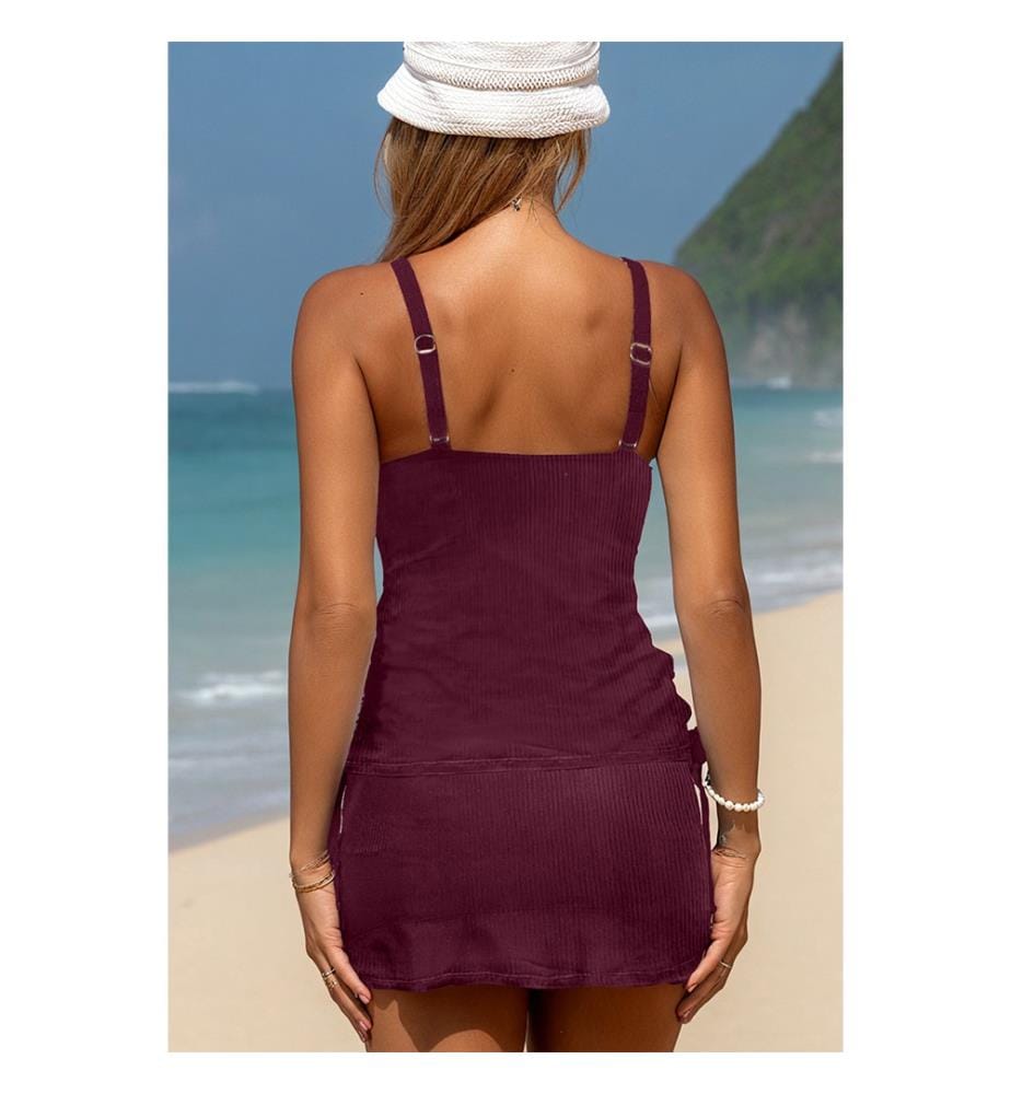 Ensemble tankini avec jupe-short - Bordeaux