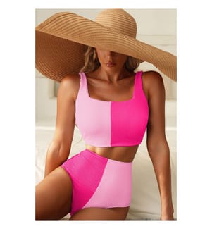 Bikini a lacci bicolore - Rosa