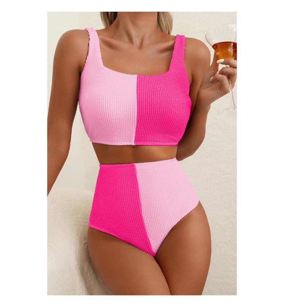 Zweifarbiger Bikin mit Bändern – Rosa