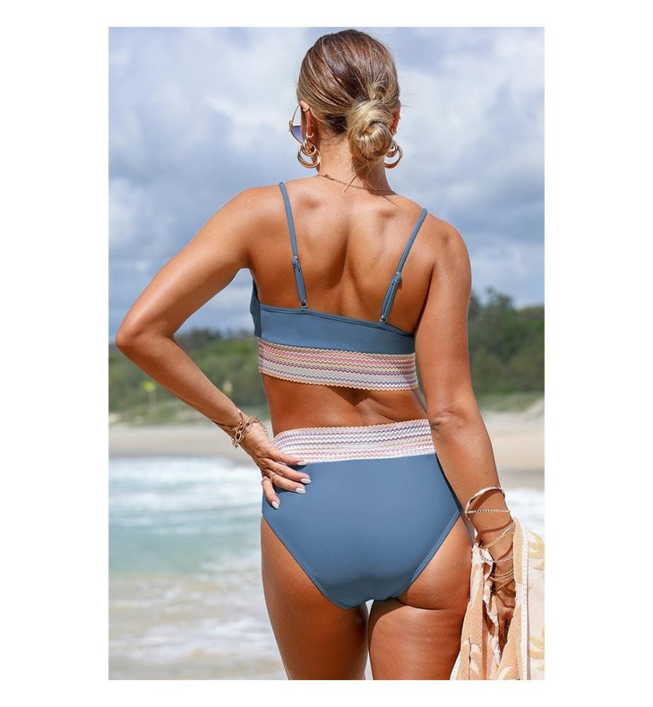 Bikini taille haute 2 pièces - Bleu crépuscule