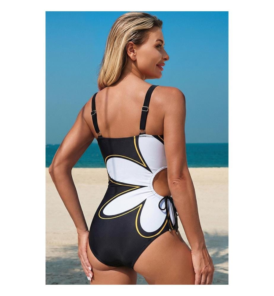 Maillot de bain une pièce imprimé floral - Noir
