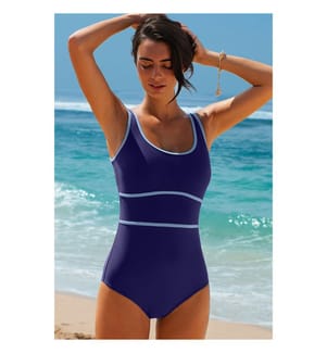 Maillot de bain une pièce à dos lacé - Bleu marine
