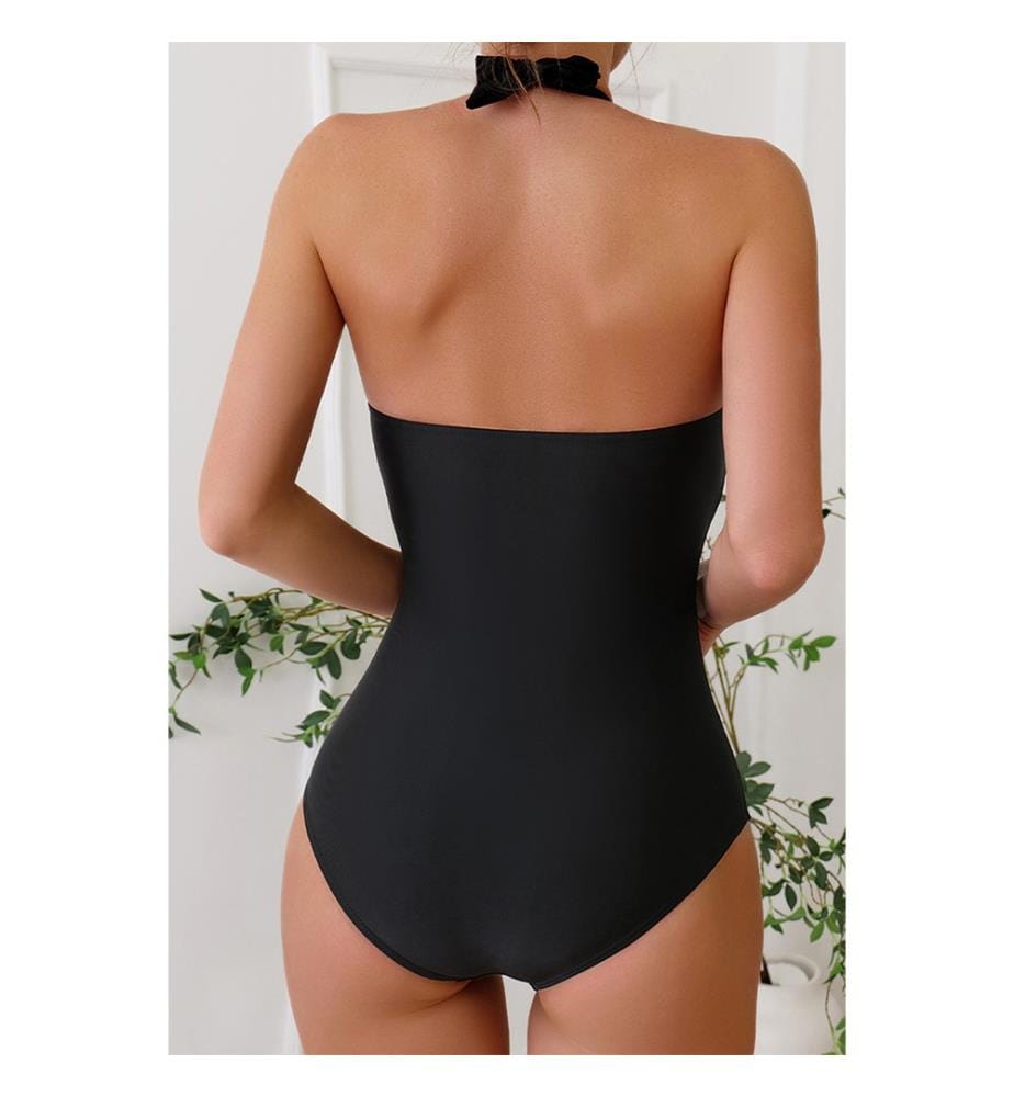 Monokini con abito da spiaggia abbinato - Nero