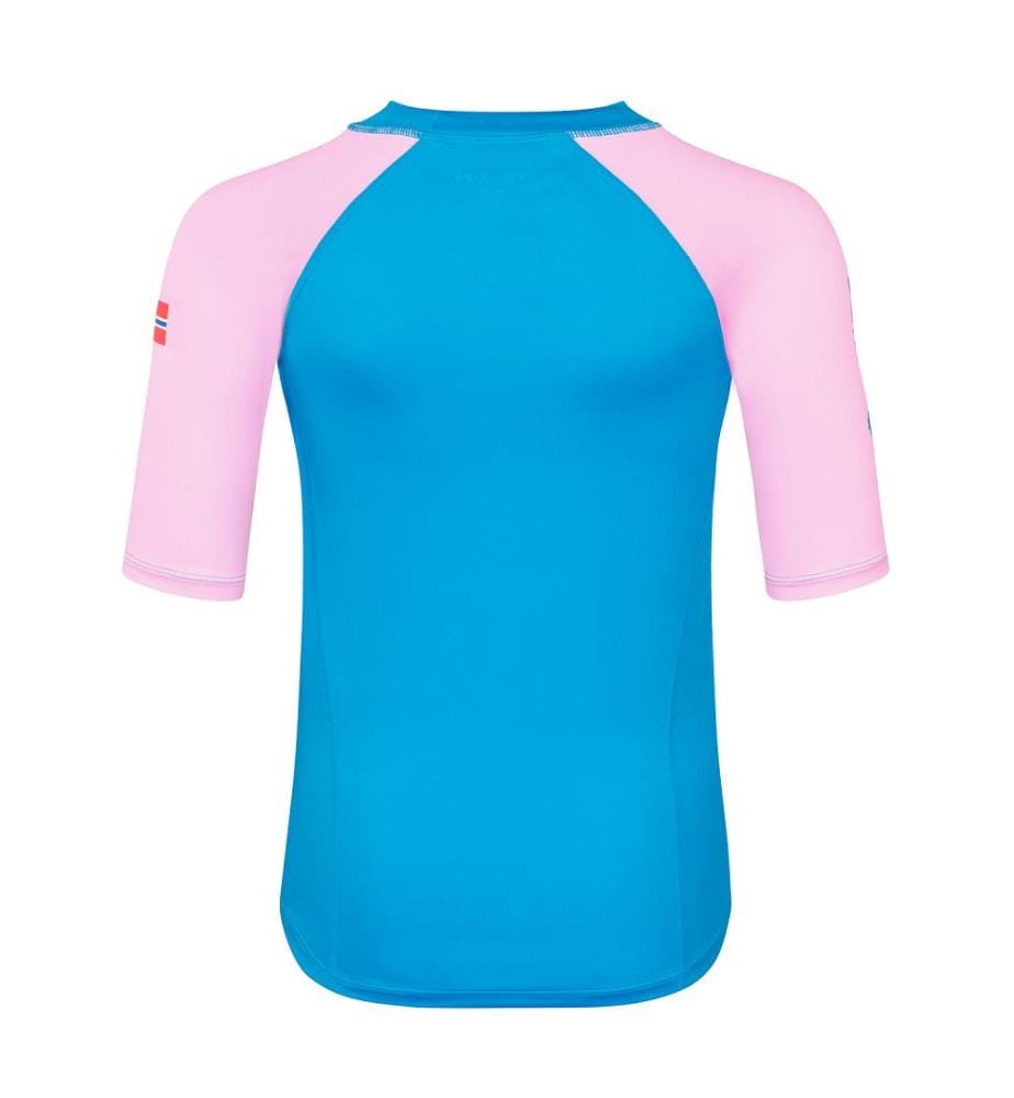 T-Shirt Kvalvika - bleu dynamique et rose bonbon