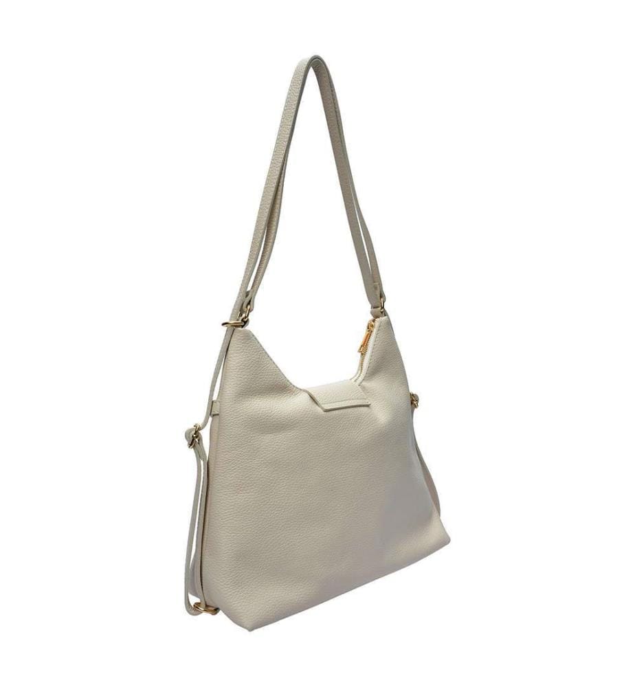 Wandelbarer Rucksack aus Leder – Beige