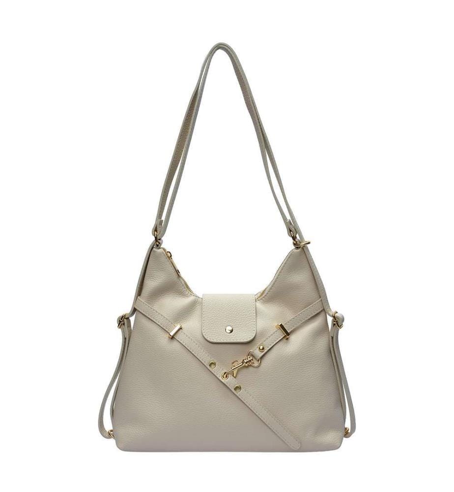Wandelbarer Rucksack aus Leder – Beige