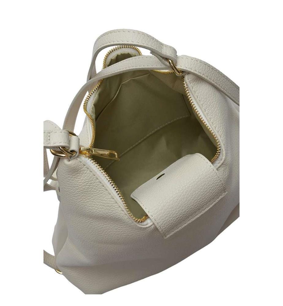 Wandelbarer Rucksack aus Leder – Beige