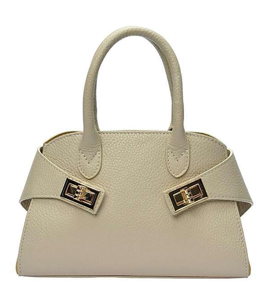 Kleine Einkaufstasche aus Leder – Beige