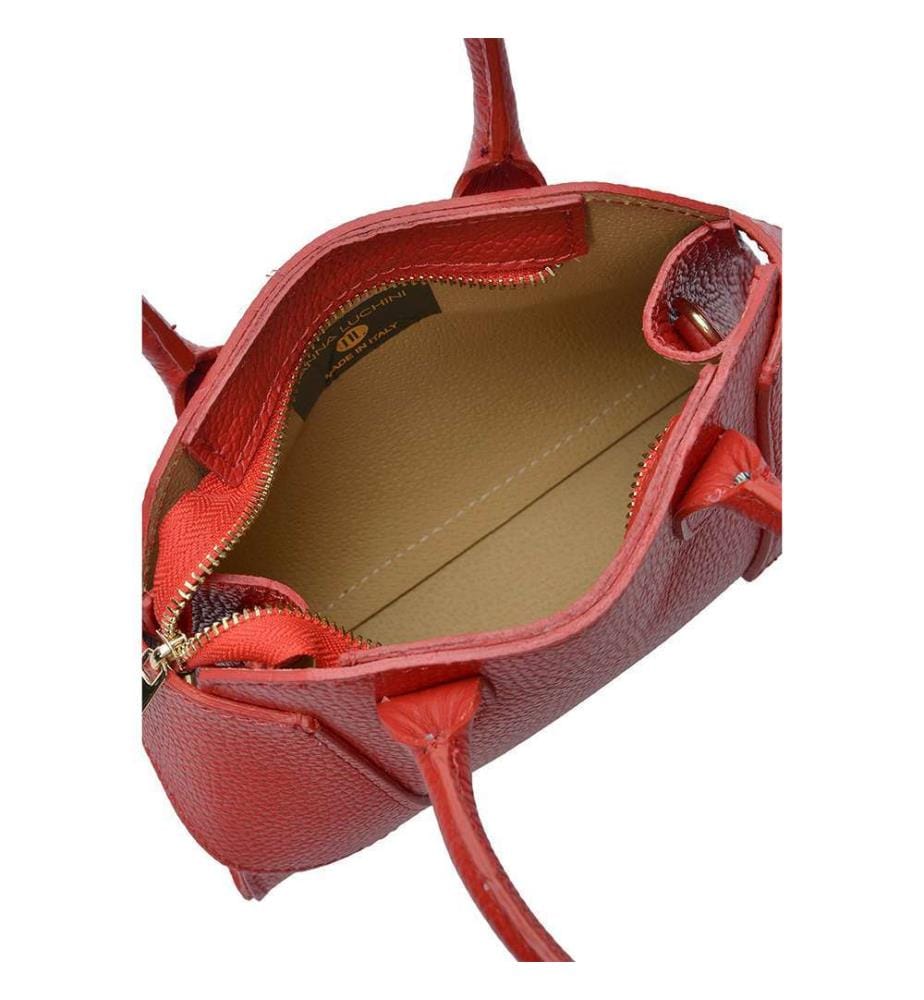 Kleine Einkaufstasche aus Leder – Rot