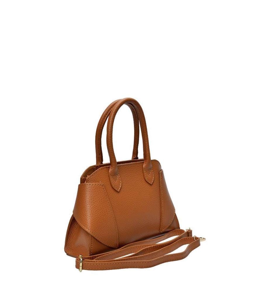 Kleine Einkaufstasche aus Leder – Cognac