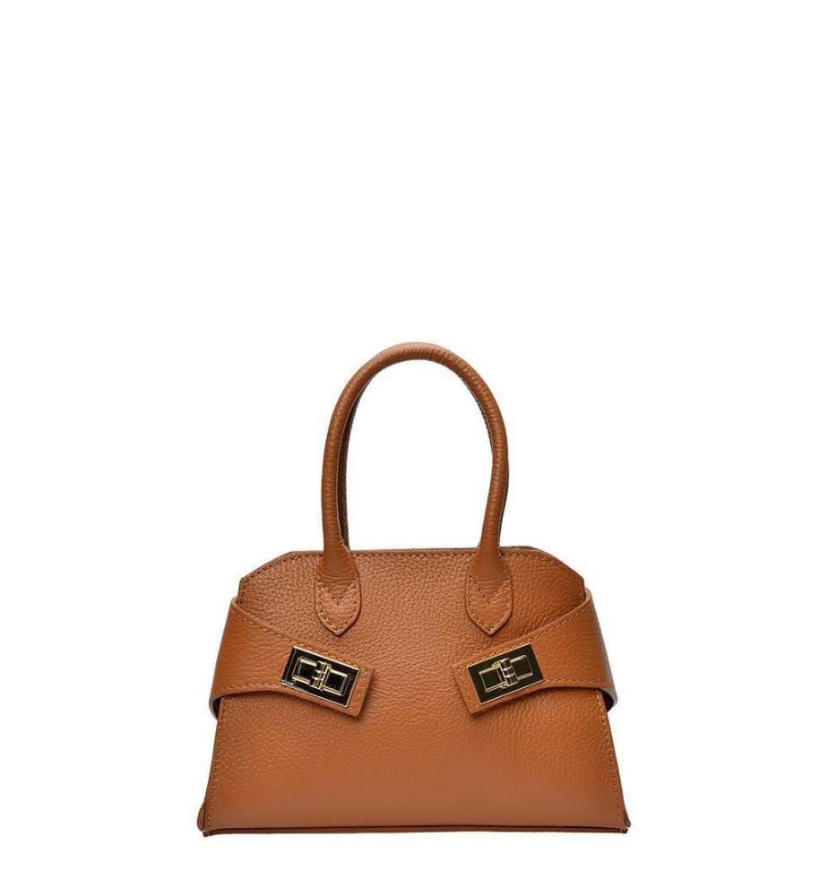 Kleine Einkaufstasche aus Leder – Cognac