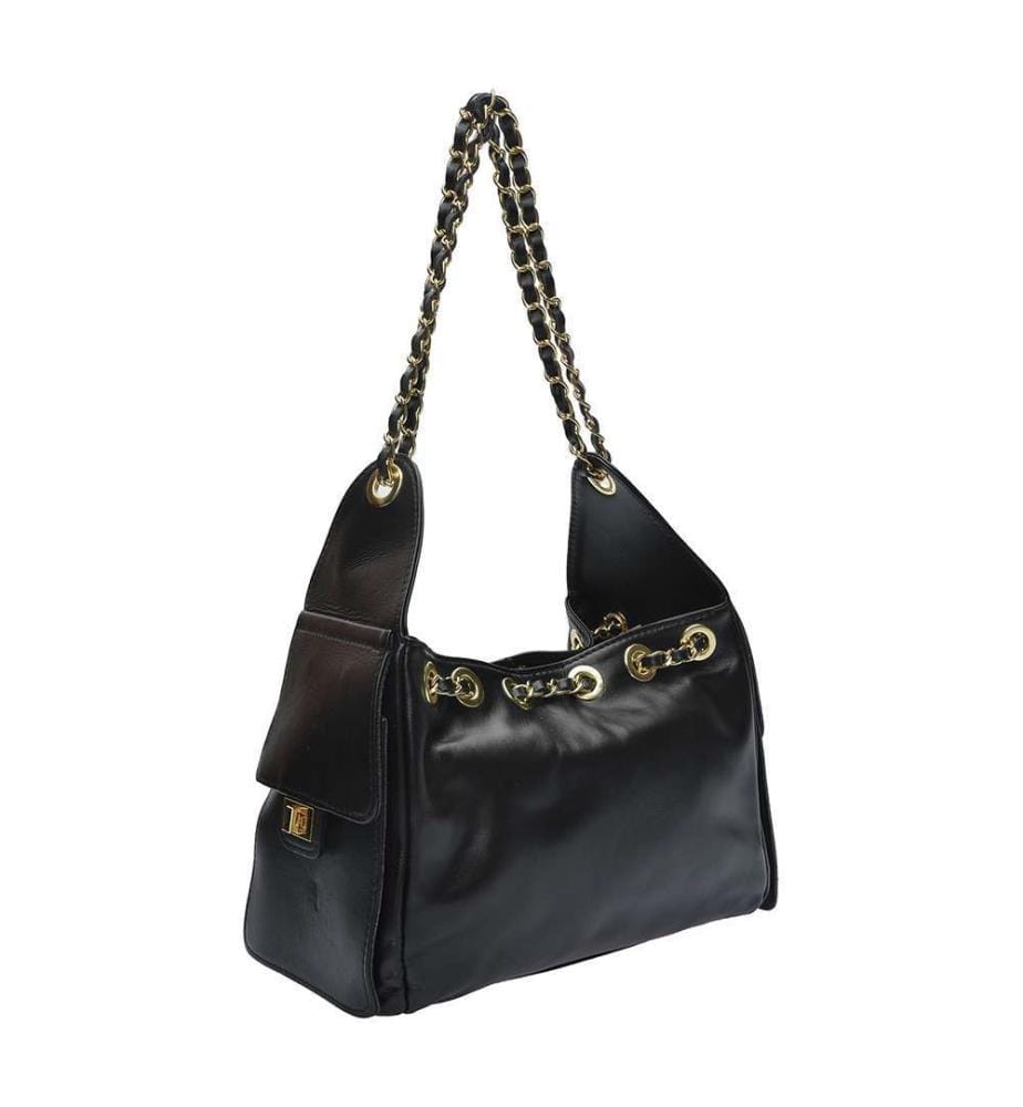 Hobo-Tasche aus Leder – Schwarz