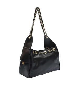 Hobo-Tasche aus Leder – Schwarz