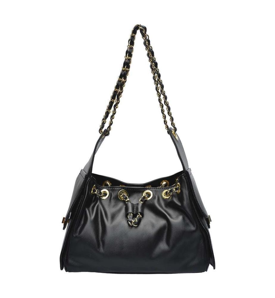 Hobo-Tasche aus Leder – Schwarz